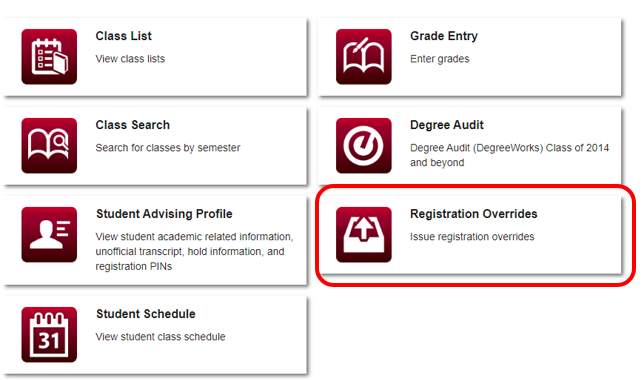 Screenshot of Faculty landing page described.